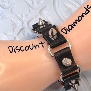 Men's Gothic Style B Black Leather Bracelet